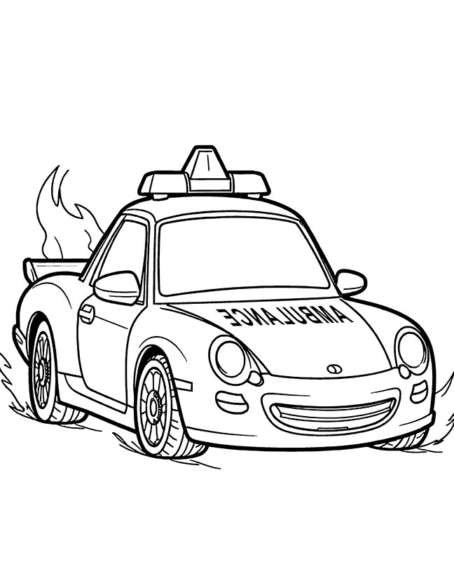 Race car ambulance coloring page